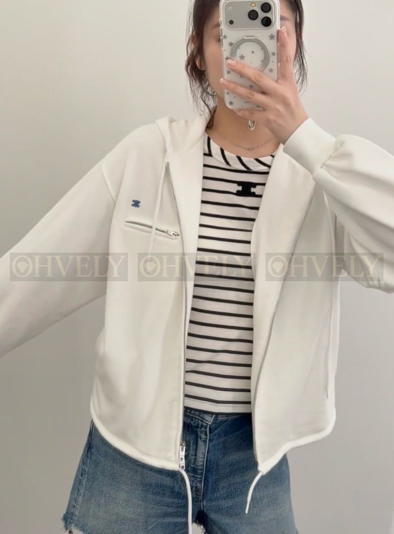 【 ZP버전 】 CEL 마이크로 자수 후드 집업 자켓