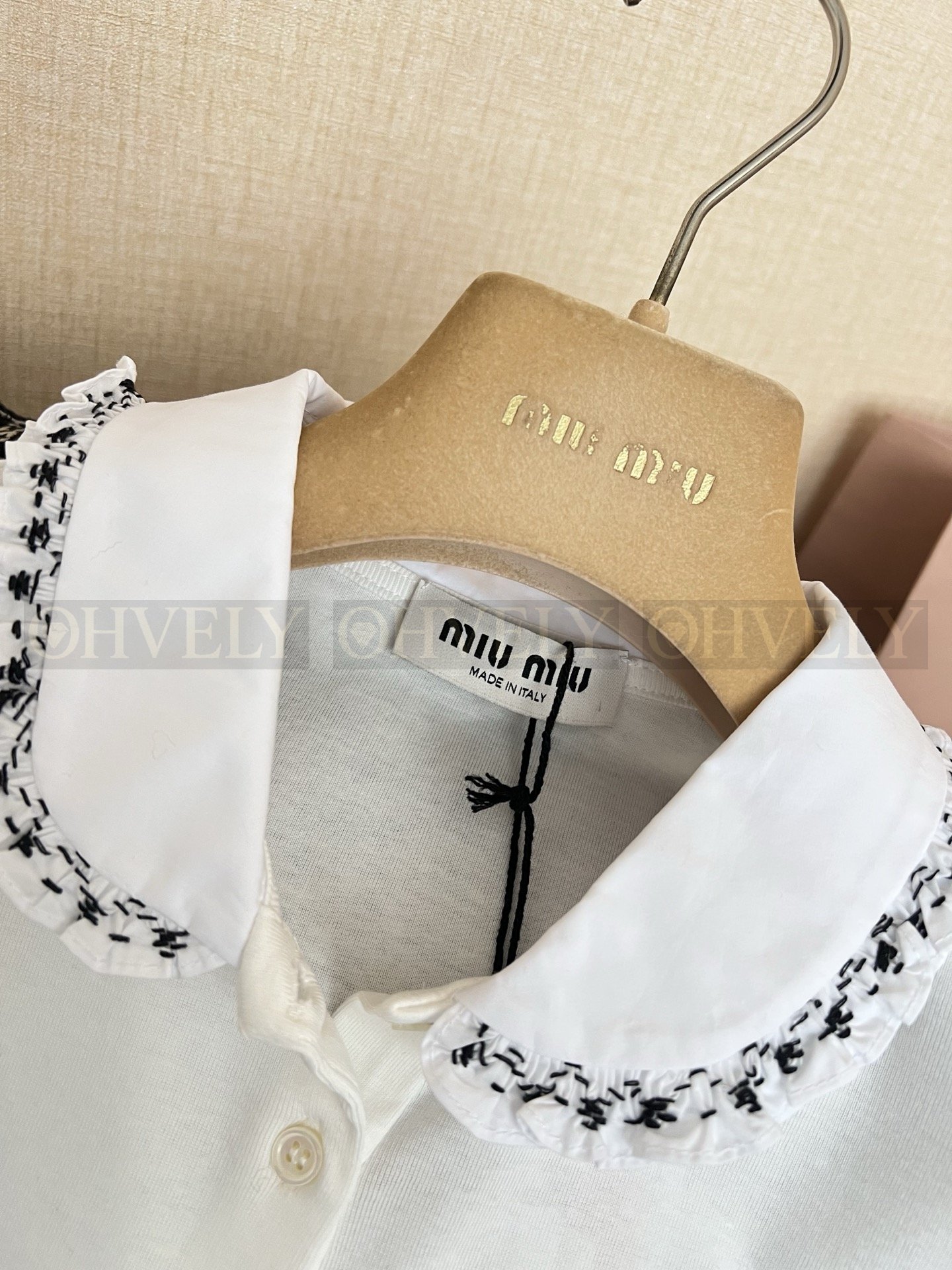 【 ZP버전 】 MIU 레이스 카라 칠부 셔츠 상품 썸네일