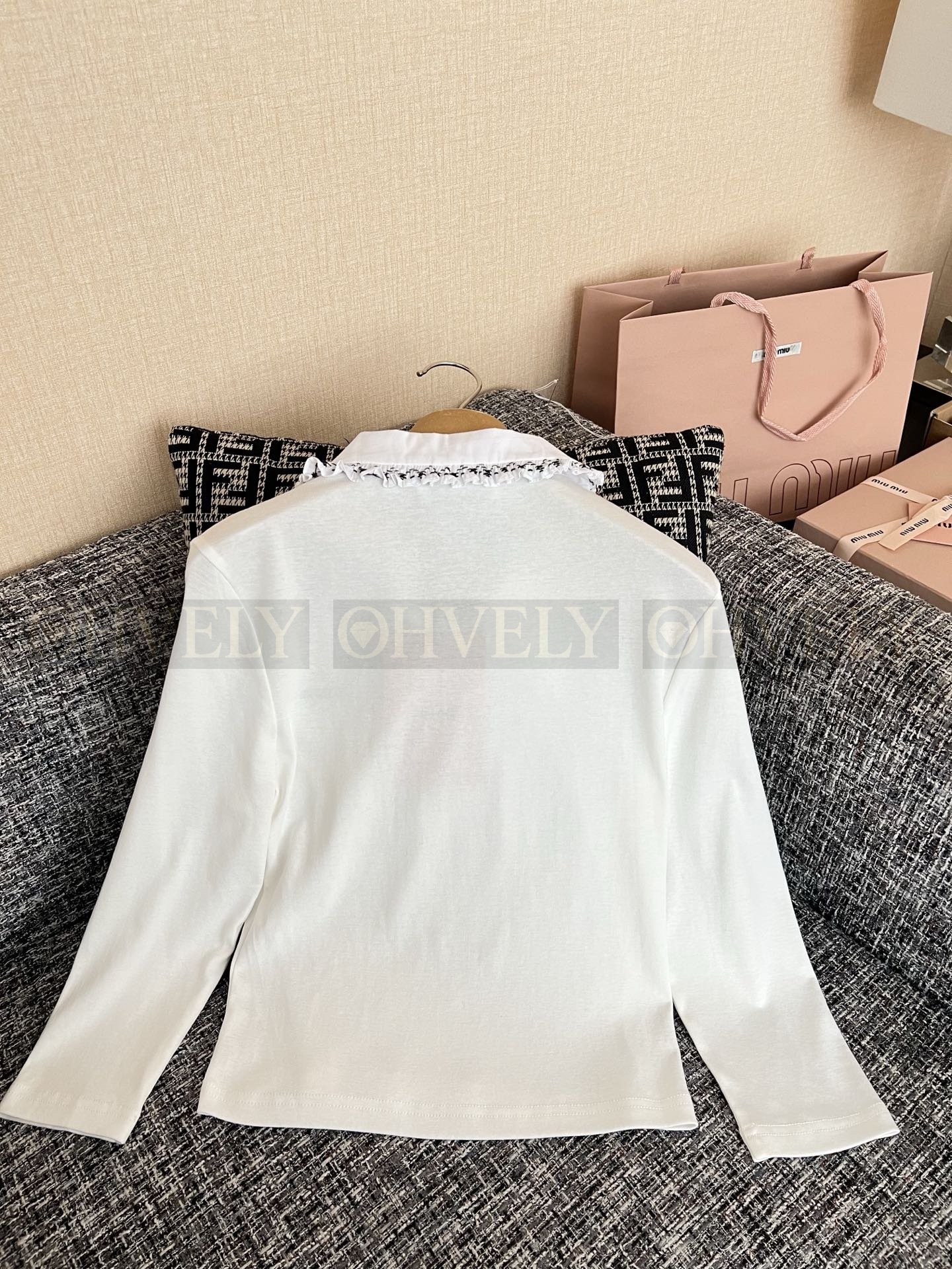 【 ZP버전 】 MIU 레이스 카라 칠부 셔츠 상품 썸네일