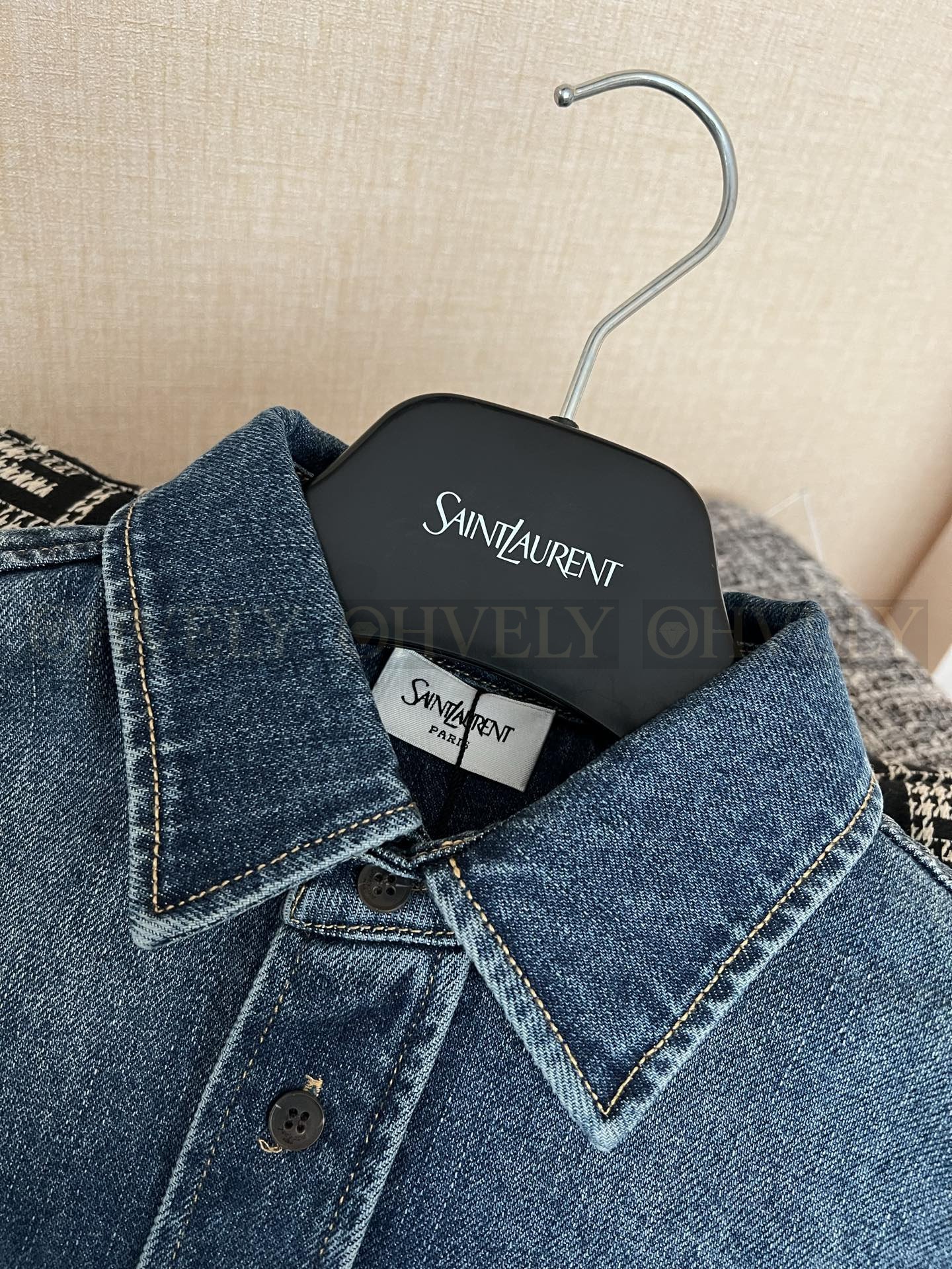 【 ZP버전 】 YSL 골드 로고 라벨 데님 셔츠 상품 썸네일