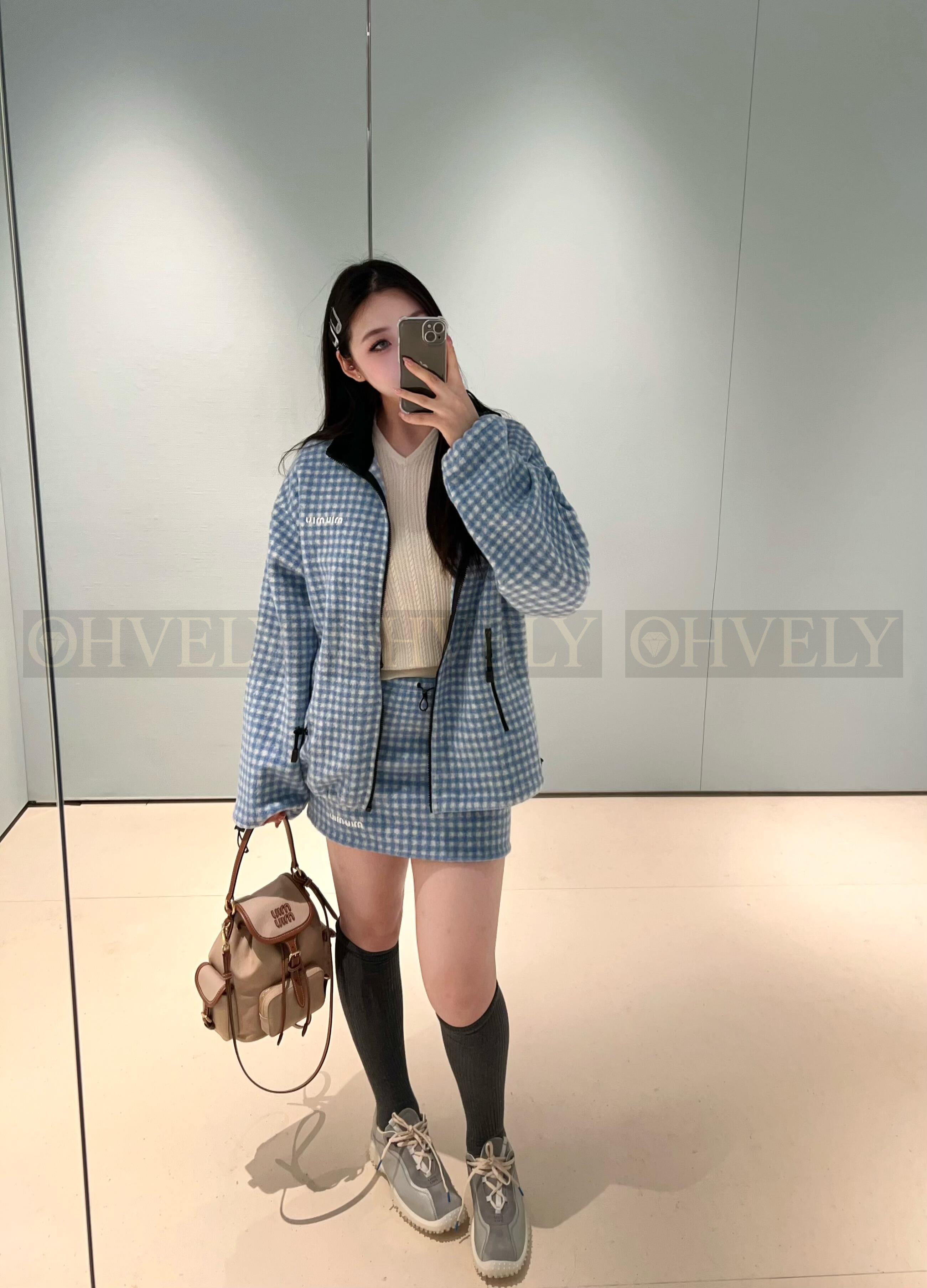 【 ZP버전 】MIU 체크 플리스 재킷 상품 썸네일