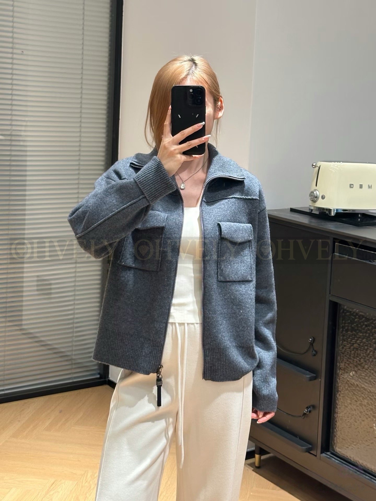 【 ZP버전 】BC 포켓 하이넥 집업 니트 가디건 상품 썸네일