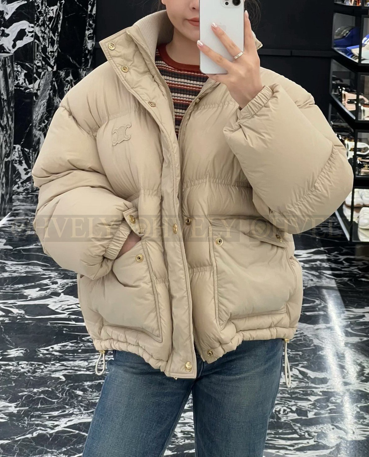 【 ZP버전 】CEL 베이지 하이넥 다운 점퍼