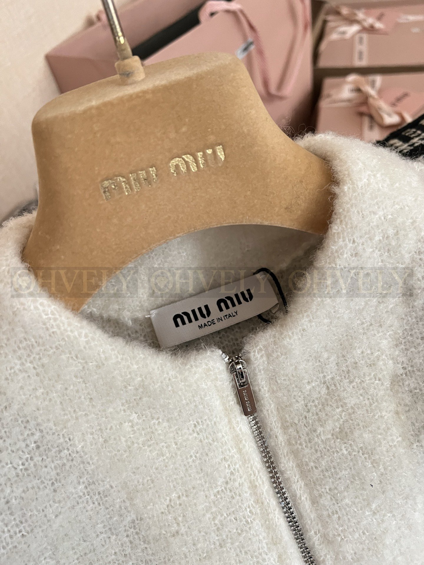 【 ZP버전 】MIU 로고 포켓 울 집업 자켓 상품 썸네일