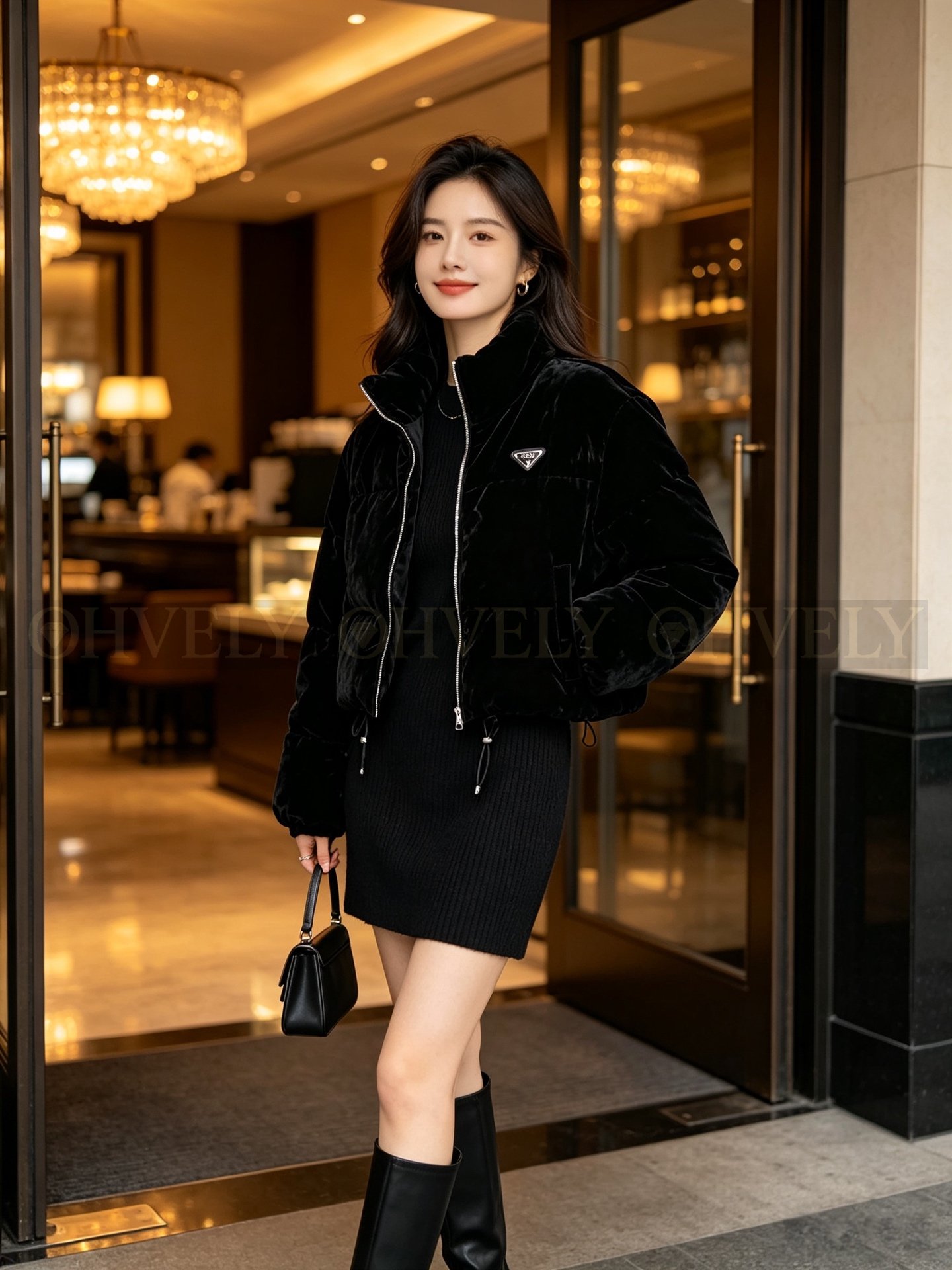 【 ZP버전 】PR 신상 벨벳 크롭 패딩 점퍼 상품 썸네일