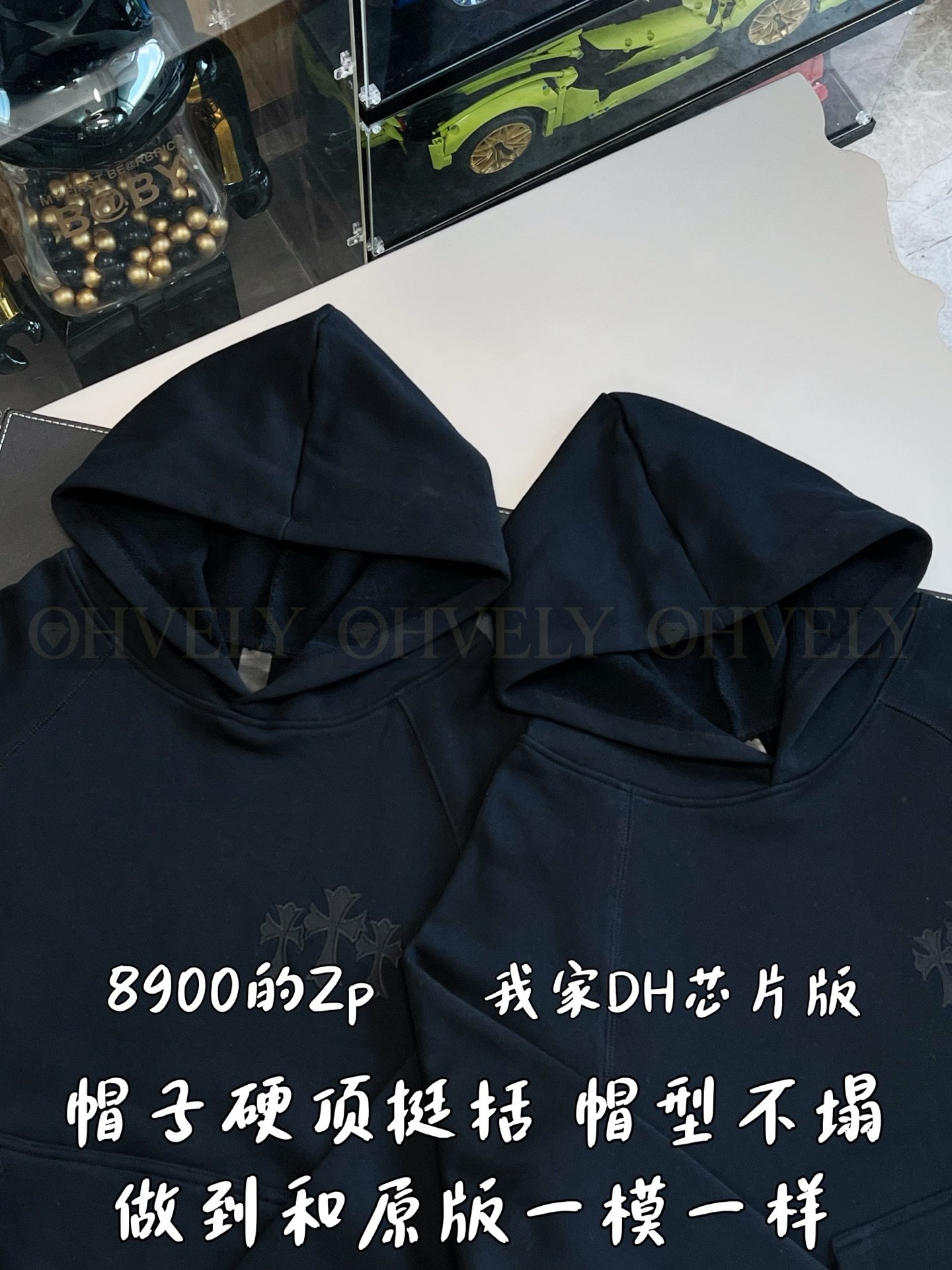 【 ZP버전 】크롬하츠 휘장 십자가 후드 티셔츠 상품 썸네일