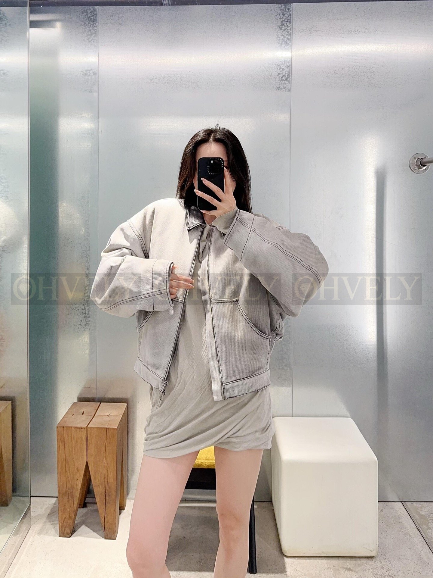 【 ZP버전 】AC 자수 데님 레더 카라 집업 자켓 상품 썸네일