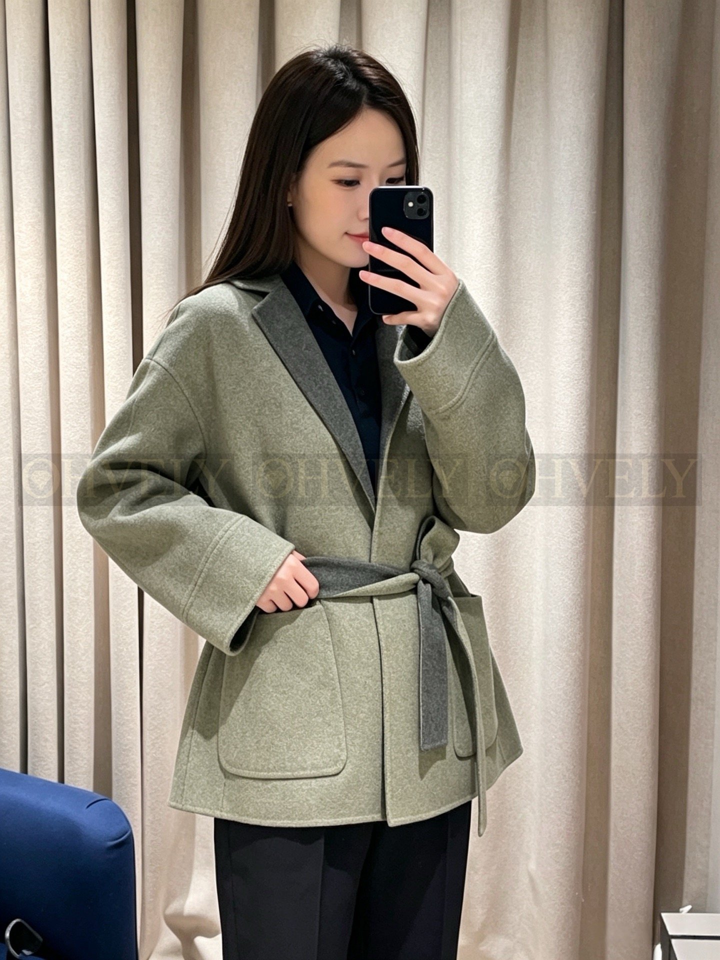 【 ZP버전 】 LP 배색 카라 더블페이스 코트 자켓 상품 썸네일